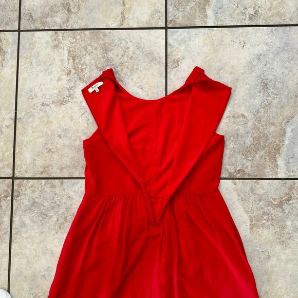 Madewell Red Silk Sleeveless Knee Length Dress 6 Holiday Cocktail Valentines - Picture 8 of 11